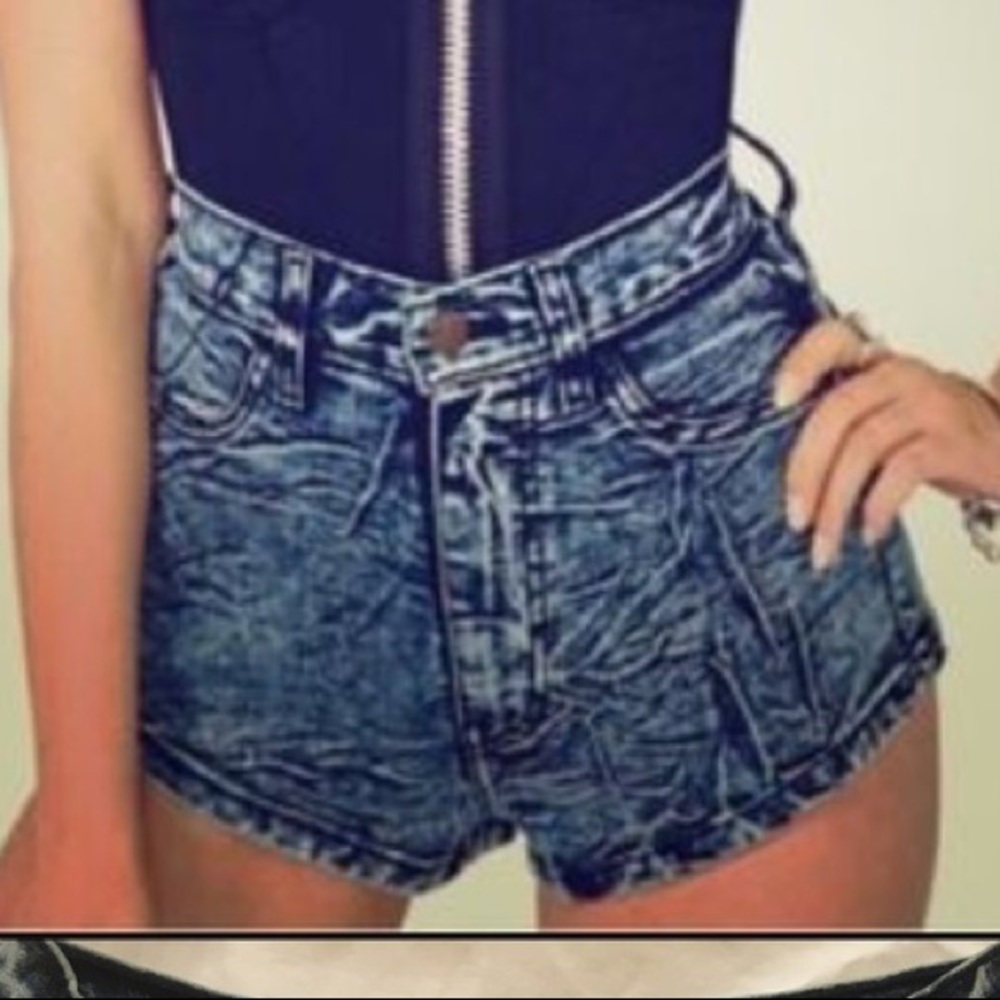 Vibrant High Rise Cheeky Acid Wash Shorts
